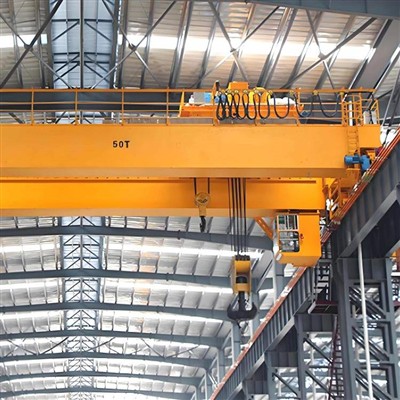 What are the components of a double girder overhead crane?